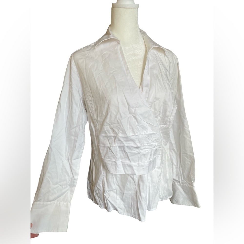 Talbots white blouse with ruffle front detail 12P